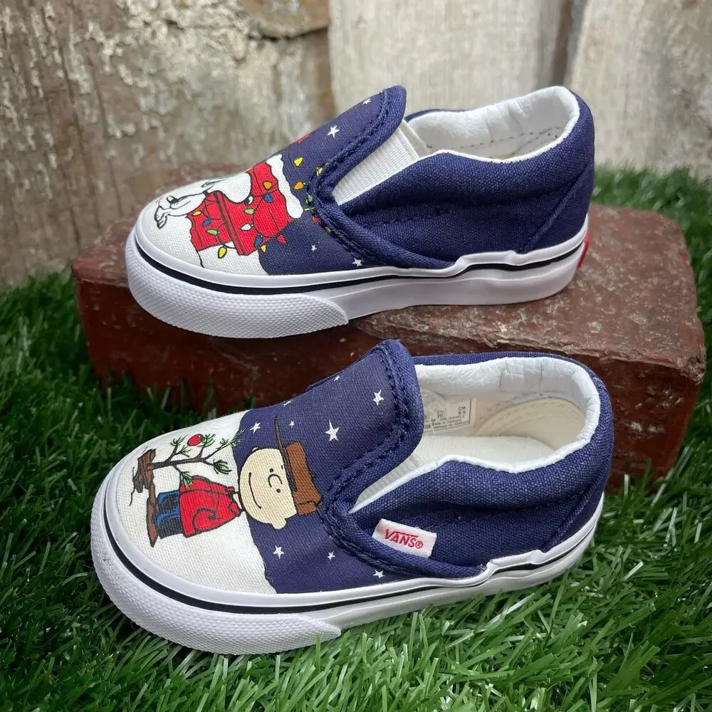 VANS Charlie Brown Snoopy Christmas Slip Ons Toddler 4.5